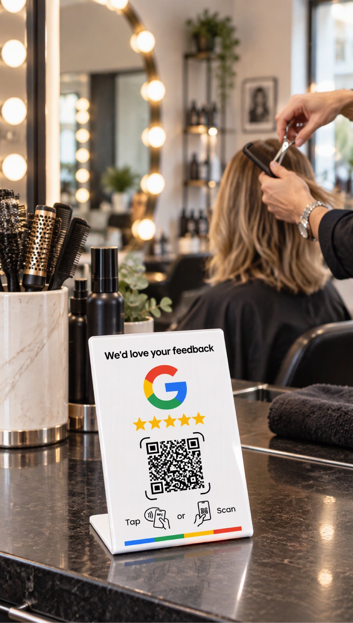 SmartRater stand in a hair salon